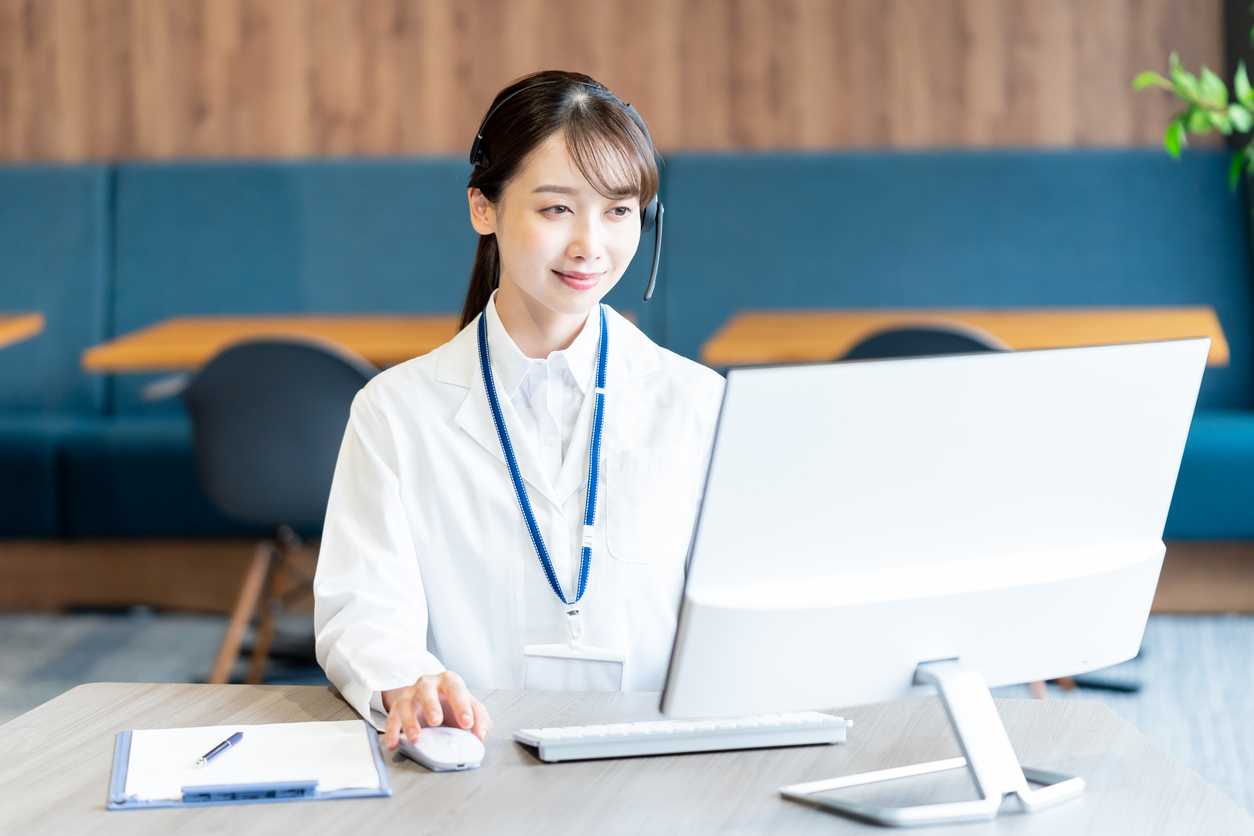 Medical operator in a white coat