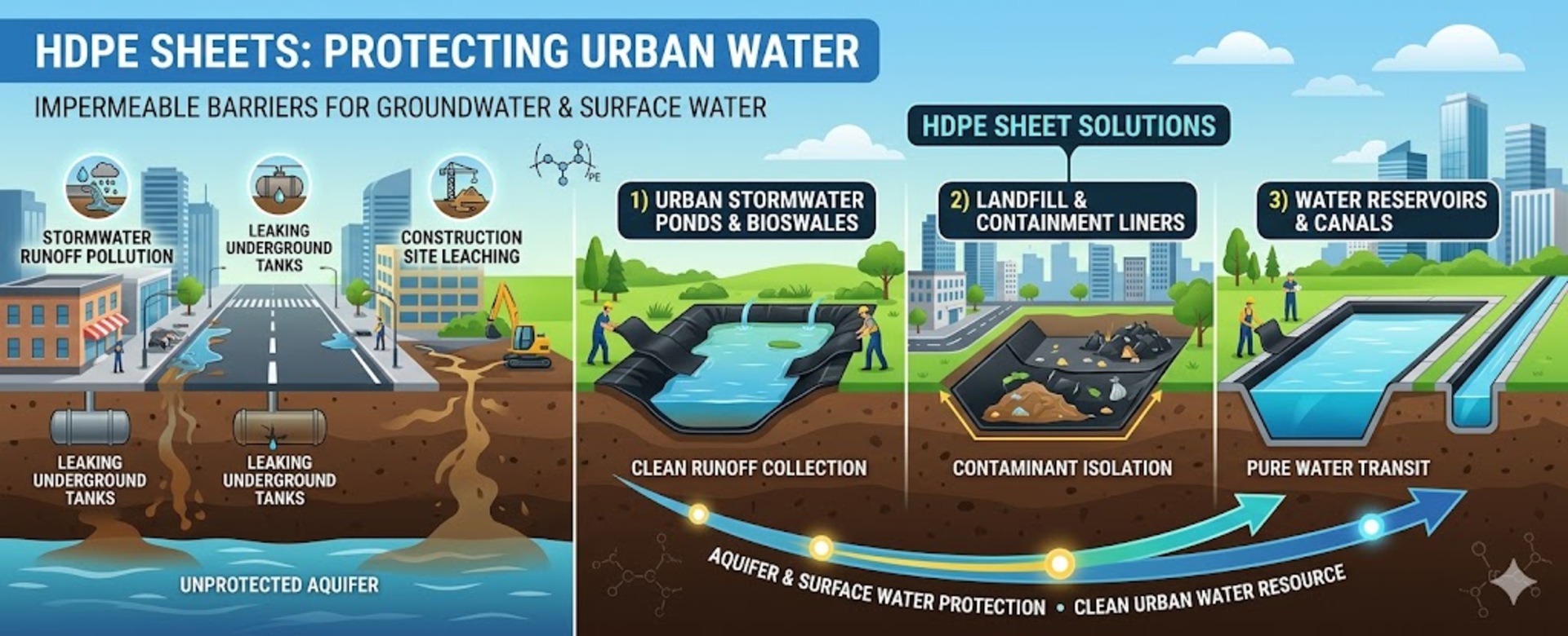 HDPE  Sheets: Role in Protecting Water Resources in Urban Areas