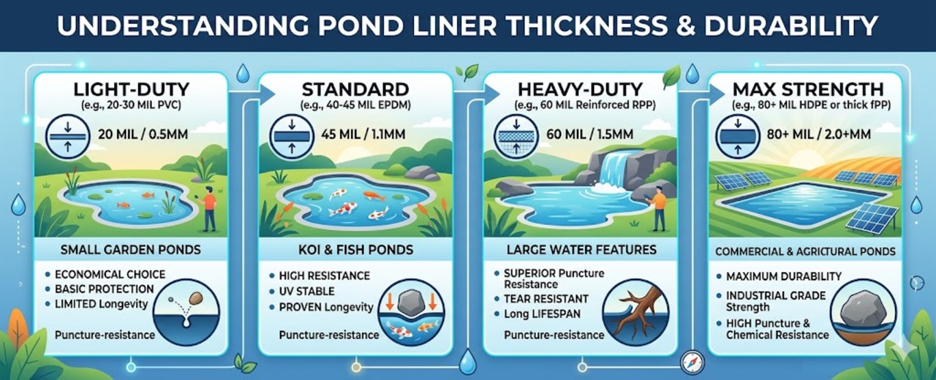 Understanding  Pond Liner Thickness and Durability