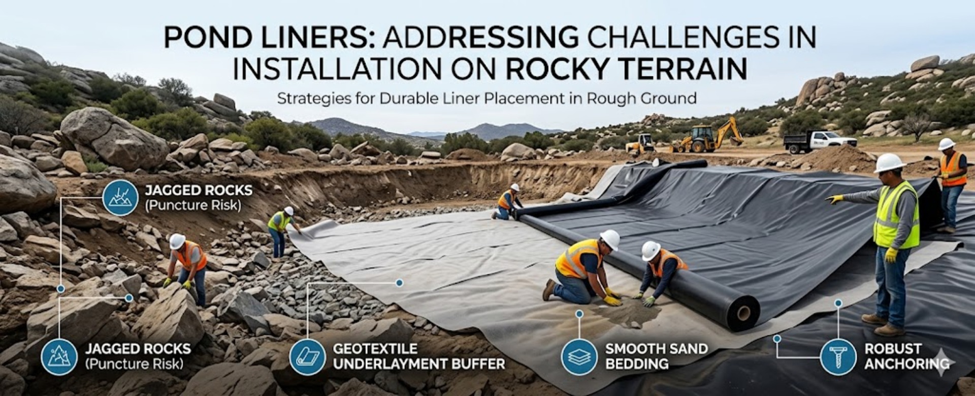 Pond  Liners: Addressing Challenges in Installation on Rocky Terrain