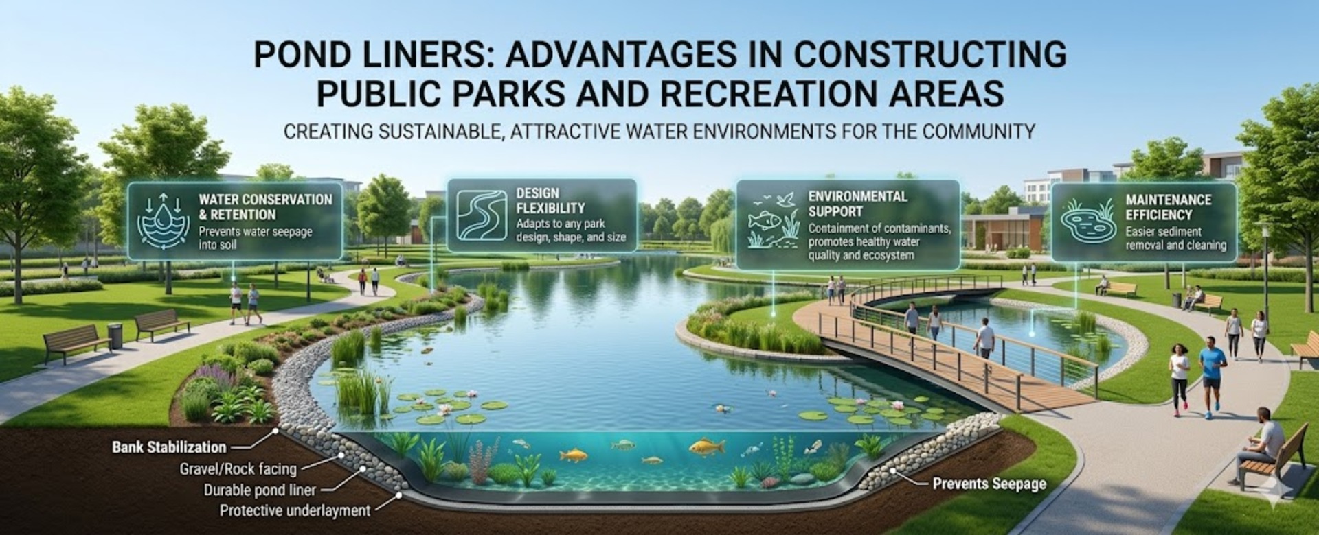 Pond  Liners: Advantages in Constructing Public Parks and Recreation Areas